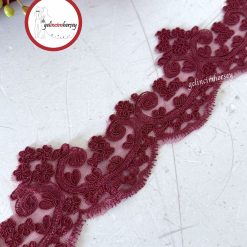 Gelincimherşey Yakut Fransız Dantel Güpür 9 cm 1 Metre - BORDO