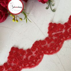 Gelincimherşey Yakut Fransız Dantel Güpür 9 cm 1 Metre - KIRMIZI