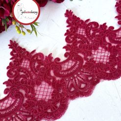 Gelincimherşey Bordo Yakut Kubbe Fransız Dantel Güpür 22 cm 1 Metre