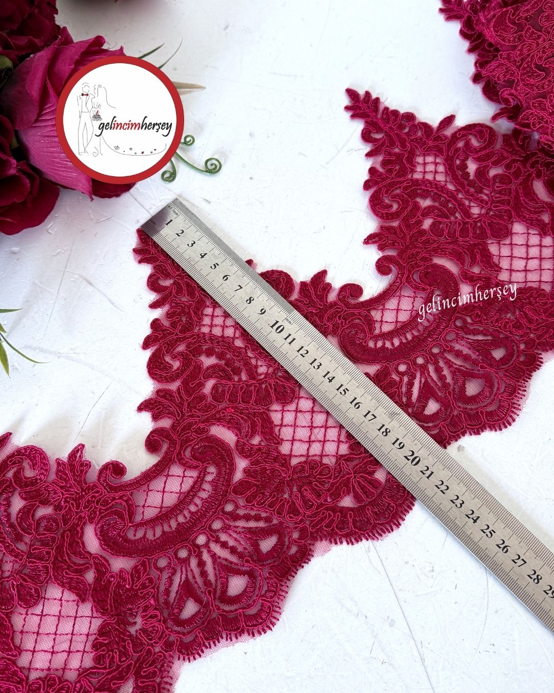 GelincimherşeyYakutKubbeFransızGüpür22cm1metreBordo2