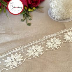 Gelincimherşey Anemon Krem Dantel Tül Güpür 4,5 cm 4 Metre