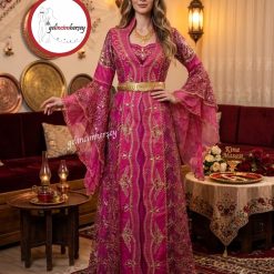 Gelincimherşey Fuşya İşlemeli Mihrimah Model Kaftan Bindallı