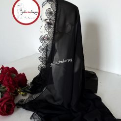 Gelincimherşey Makine İşi İğne Oyalı Şal Mevlüt Örtüsü - SİYAH